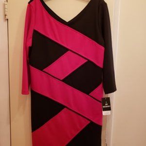Red and Black Sandra Darren Dress 16. New.
